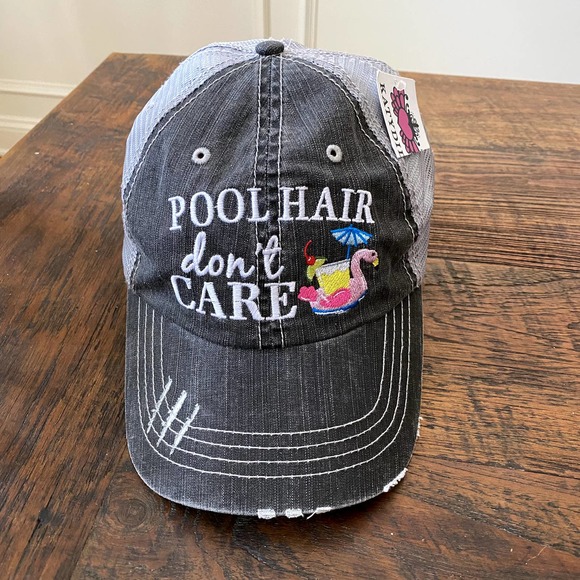 Katydid Accessories - Katydid POOL HAIR DON'T CARE TRUCKER HAT Gray Distressed Cap Adjustable NWT